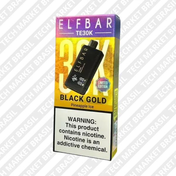 Pod Descartável Elf Bar TE30K Black and Gold na Pineapple Ice