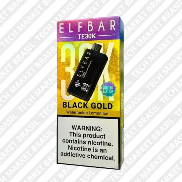 Pod Descartável Elf Bar TE30K Black and Gold na Watermelon Ice