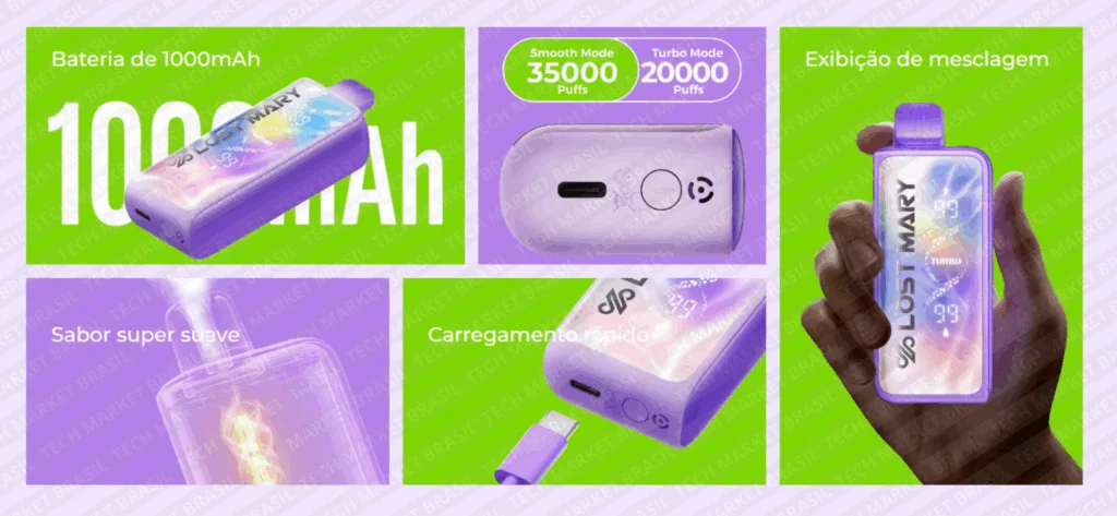 AD do Pod Descartavél Lost mary MT 35000 Turbo na Tech Market Brasil