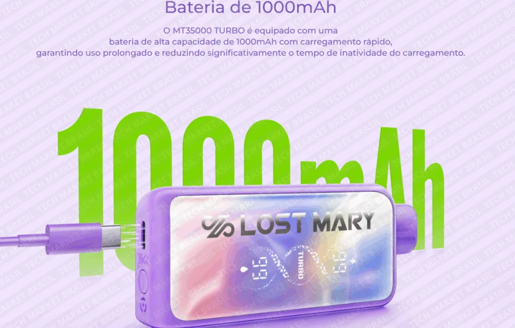 Bateria do Pod Descartavél Lost mary MT 35000 Turbo na Tech Market Brasil