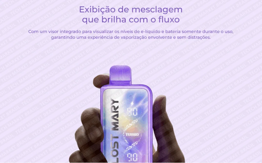 Exibição de Mesclagem do Pod Descartavél Lost mary MT 35000 Turbo na Tech Market Brasil