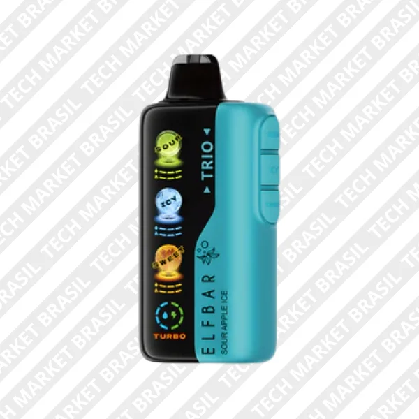 Pod Elf Bar Trio 40K sabor Sour Apple Ice, disponível na Tech Market Brasil.