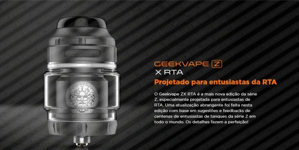 Banner do atomizador Geek Vape Zeus X RTA na Tech Market Brasil