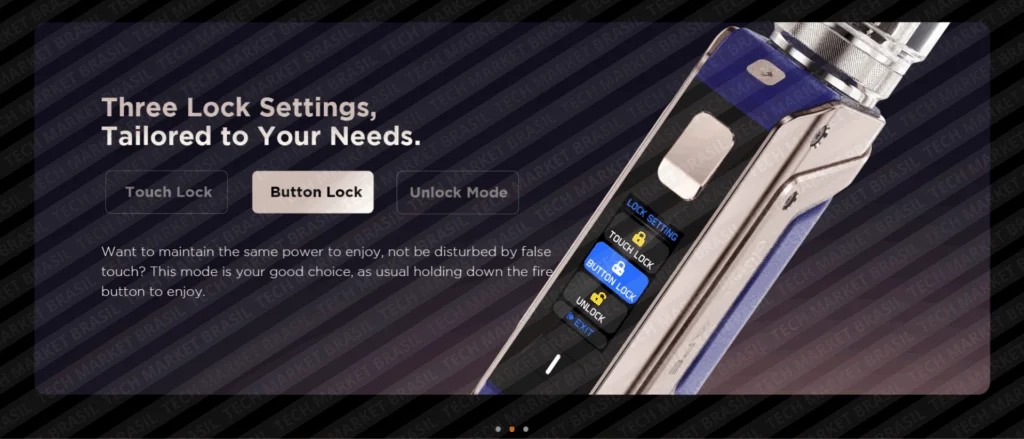 Button Lock do Vaporizador Geek Vape Aegis Legend 3 na Tech Market Brasil