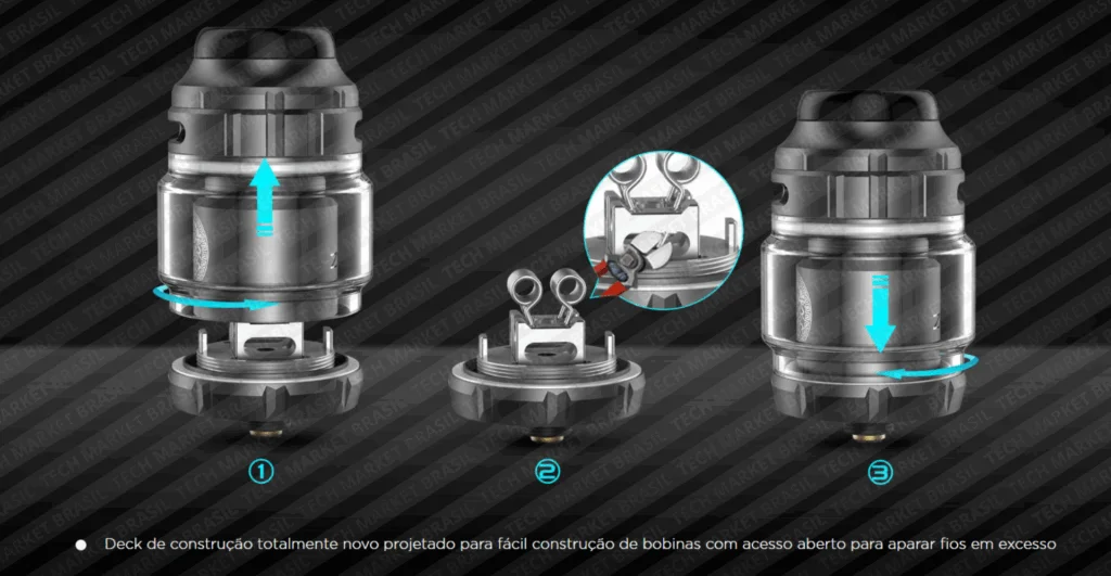 Deck do atomizador Geek Vape Zeus X RTA na Tech Market Brasil
