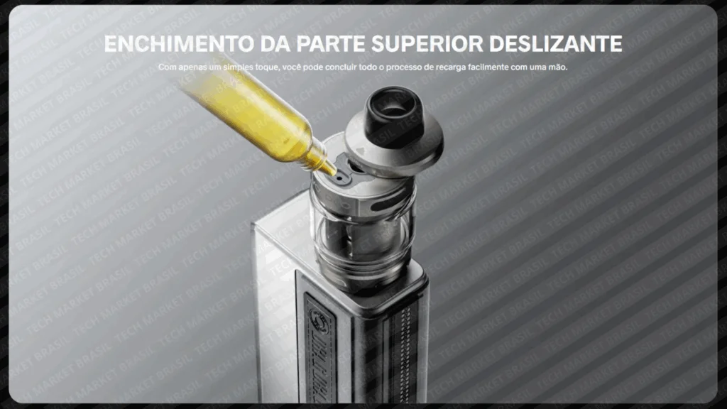 Enchimento superior do Vaper Voopoo Drag 5 na Tech Market Brasil