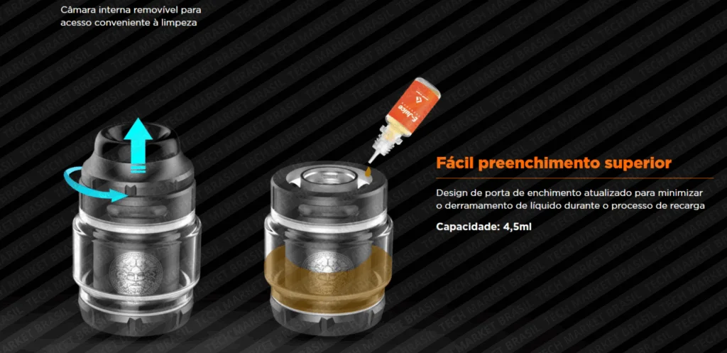 Preenchimento do atomizador Geek Vape Zeus X RTA na Tech Market Brasil