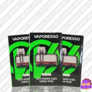 Cartucho Vaporesso Eco Nano original compatível com toda a linha Eco, reposição oficial com sistema antifugas e fácil recarga.