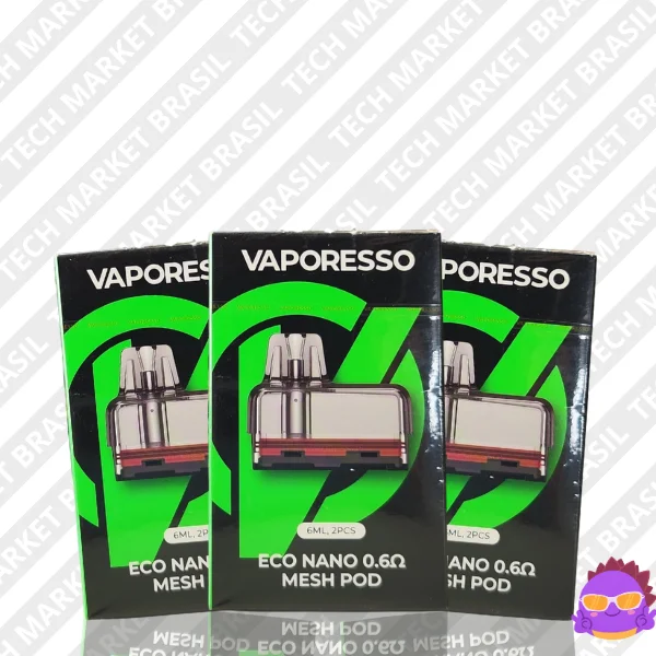 Cartucho Vaporesso Eco Nano original compatível com toda a linha Eco, reposição oficial com sistema antifugas e fácil recarga.