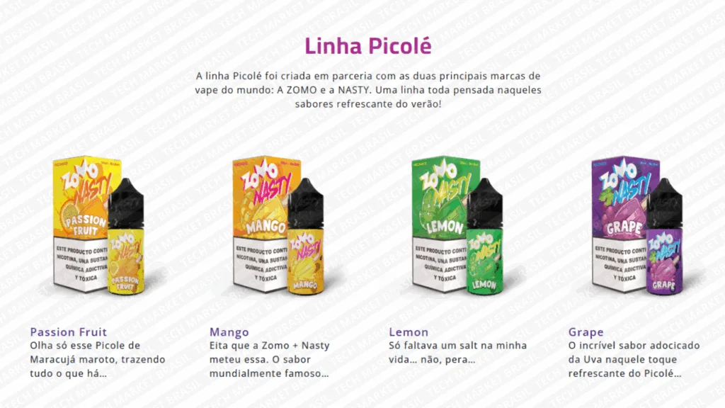 Sabores ZOMO Nasty Linha Picolé na Tech Market Brasil
