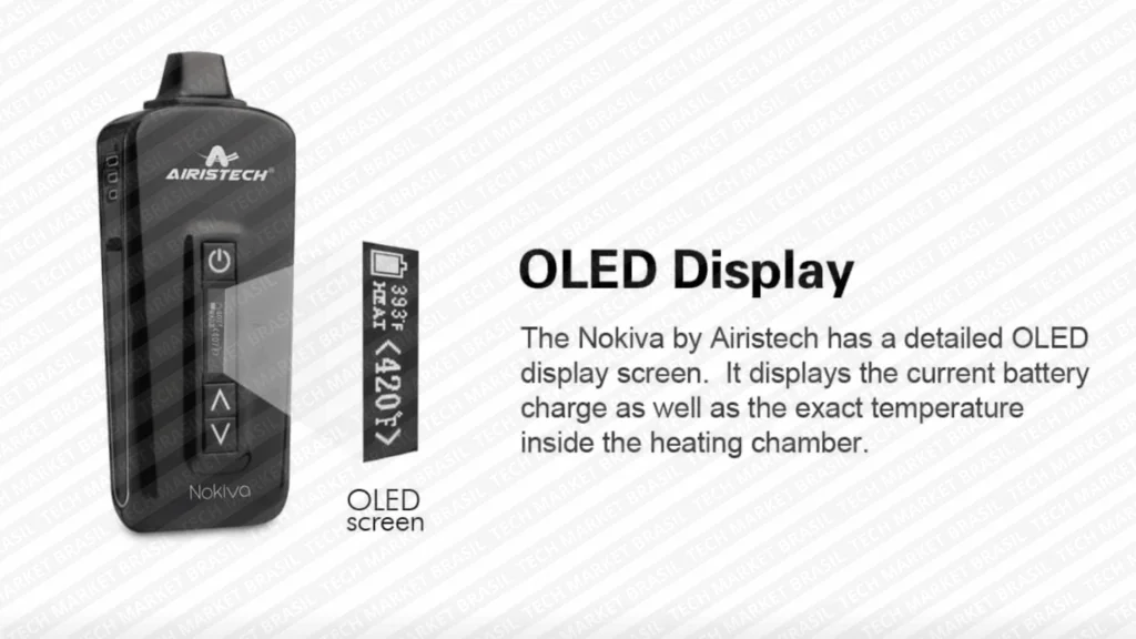 Display OLED do Vaporizador de ervas Airistech Herbva Novika na Tech Market Brasil