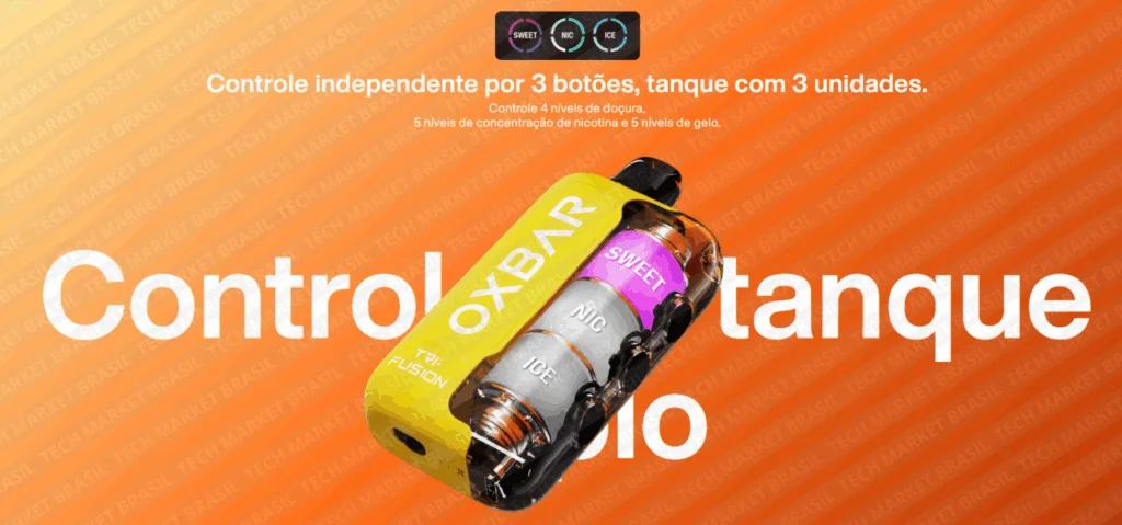 Controle Independente do Pod Descartável Oxbar Tri Fusion 45k na Tech Market Brasil