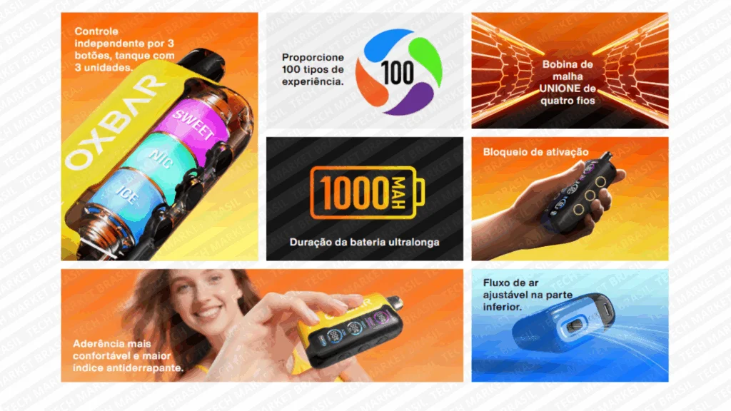 Features do Pod Descartável Oxbar Tri Fusion 45k na Tech Market Brasil