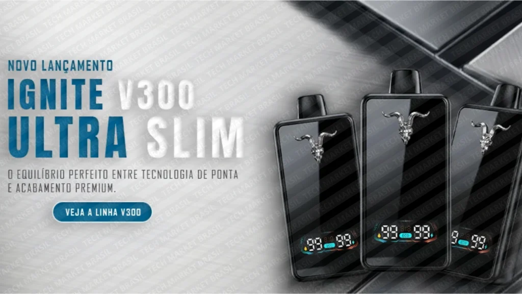 Banner do Pod Descartavel Ignite V300 Ultra Slim na Tech Market Brasil
