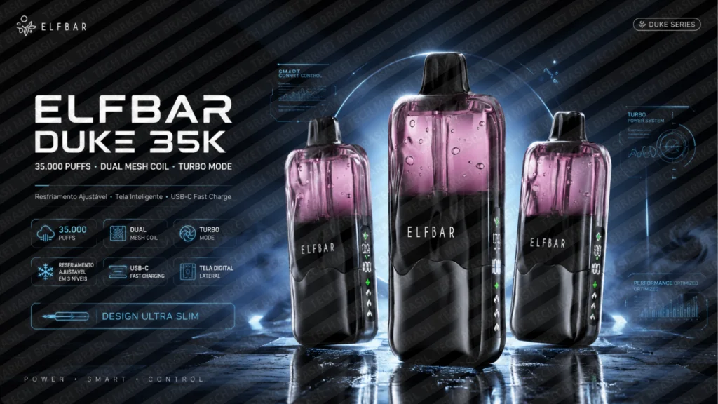 Banner do Pod Descartável Elfbar Duke 35k na Tech Market Brasil