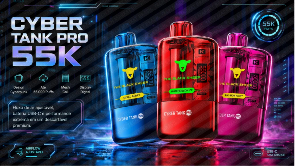 Banner do descartável The Black Sheep Cyber Tank Pro 55k na Tech Market Brasil