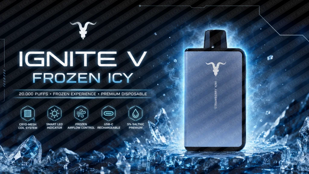 Banner do Ignite V Frozen Icy 20000 Puffs na Tech Market Brasil