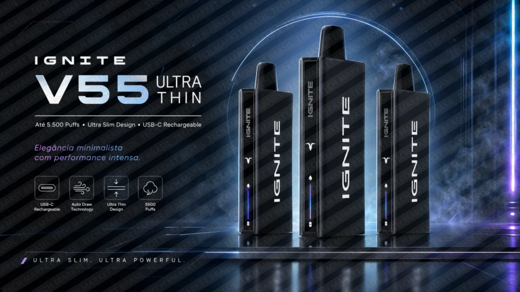 Banner do Ignite V55 Ultra Thin - 5000 Puffs na Tech Market Brasil